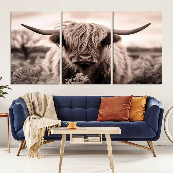 Scottish Cow Longhorn Wall Art Canvas Print