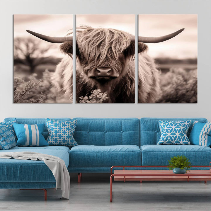 Scottish Cow Longhorn Wall Art Canvas Print