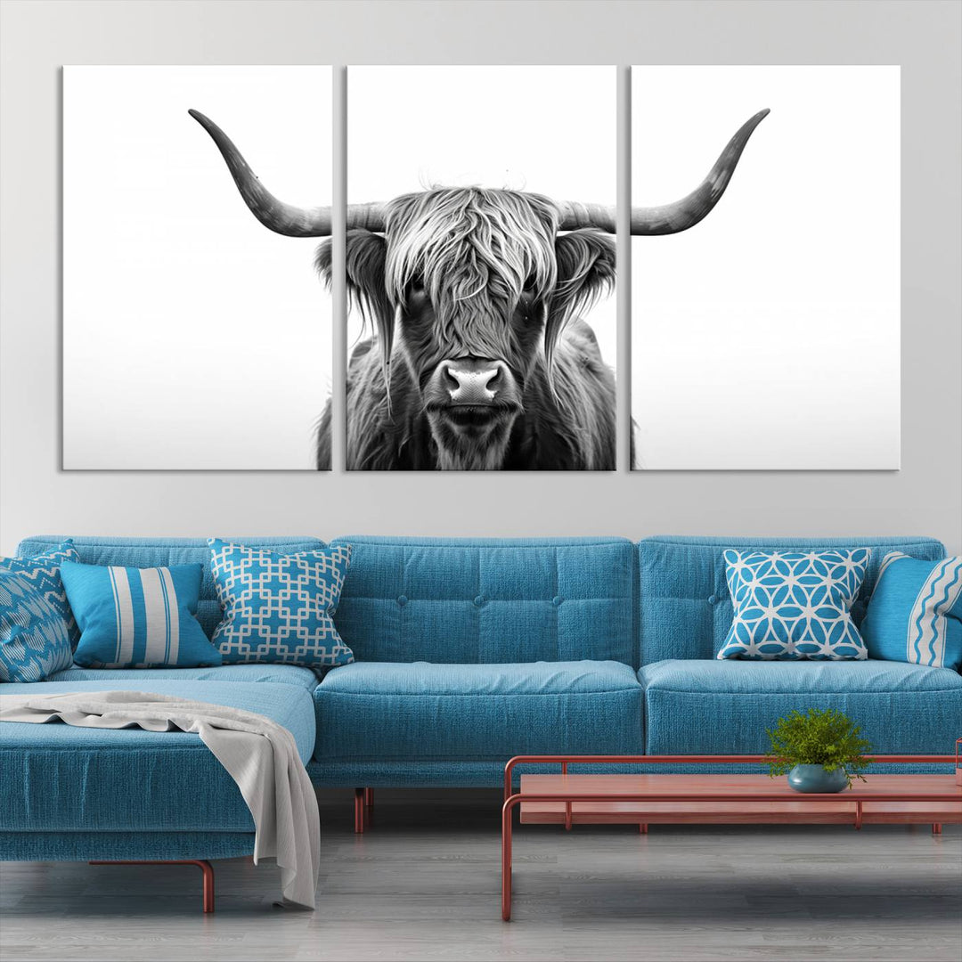 Scottish Cow Longhorn Wall Art Canvas Print