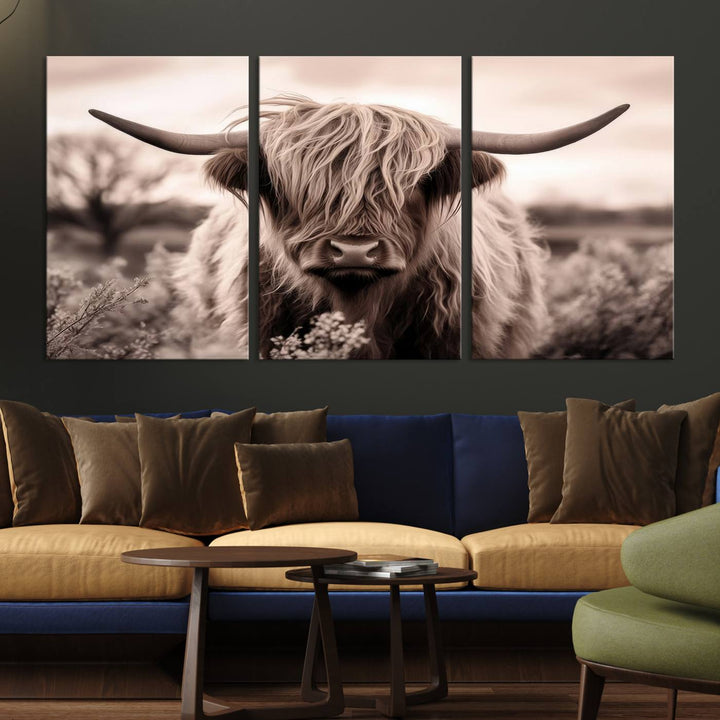 Scottish Cow Longhorn Wall Art Canvas Print