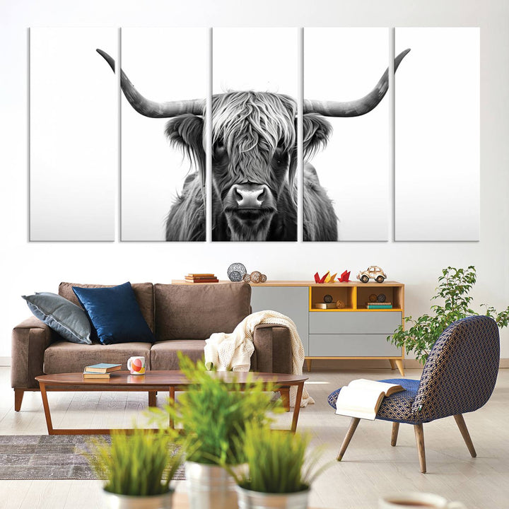 Scottish Cow Longhorn Wall Art Canvas Print