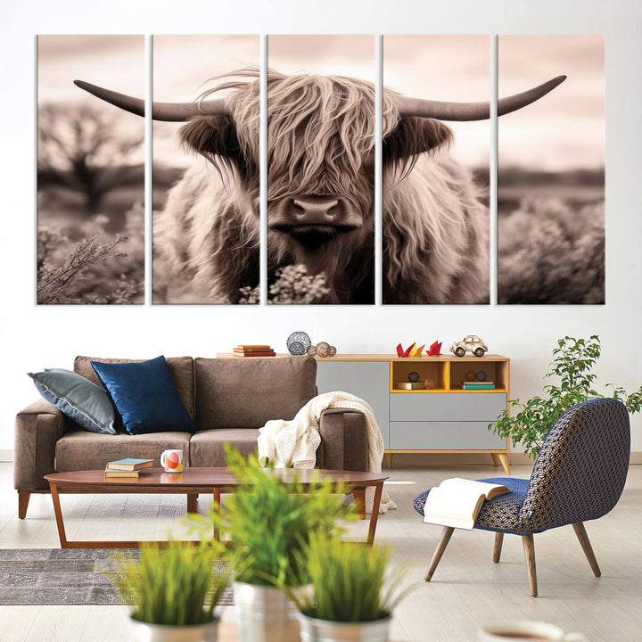 Scottish Cow Longhorn Wall Art Canvas Print