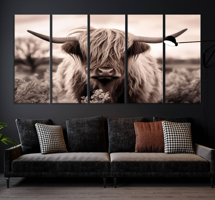 Scottish Cow Longhorn Wall Art Canvas Print