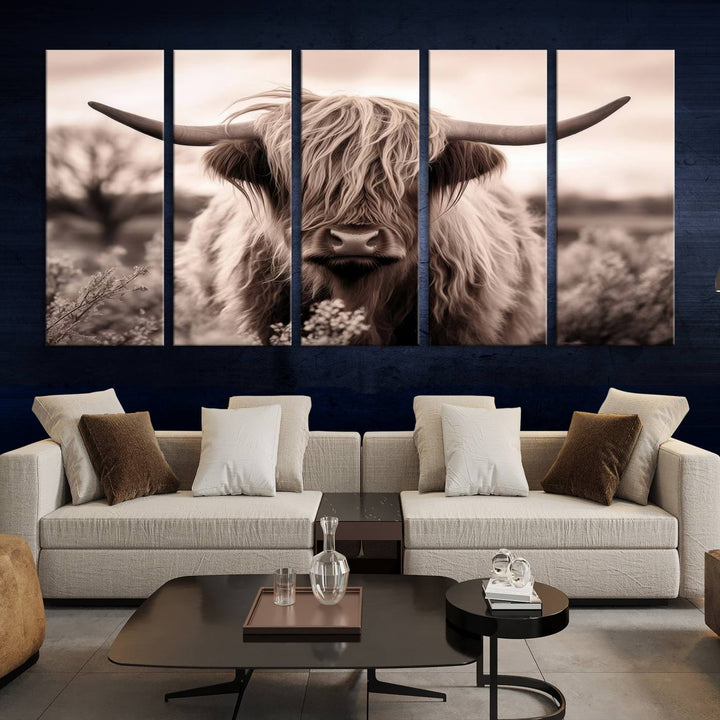 Scottish Cow Longhorn Wall Art Canvas Print