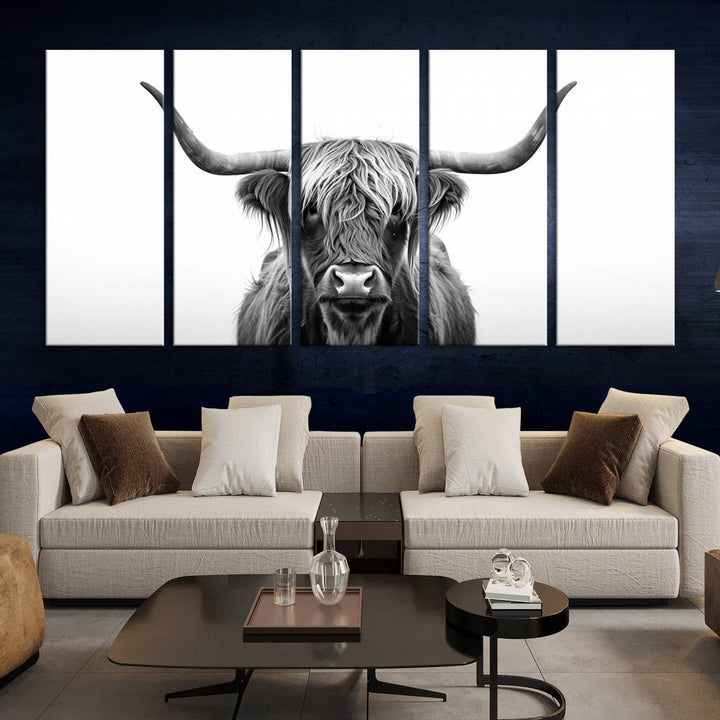 Scottish Cow Longhorn Wall Art Canvas Print