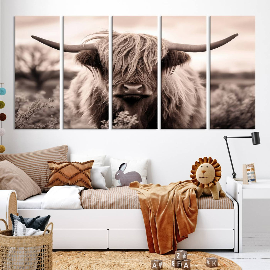 Scottish Cow Longhorn Wall Art Canvas Print