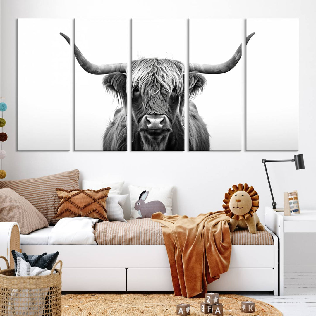 Scottish Cow Longhorn Wall Art Canvas Print