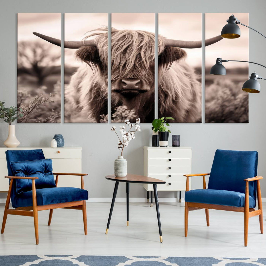 Scottish Cow Longhorn Wall Art Canvas Print