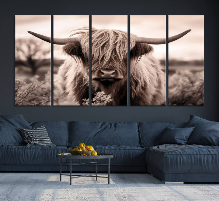 Scottish Cow Longhorn Wall Art Canvas Print