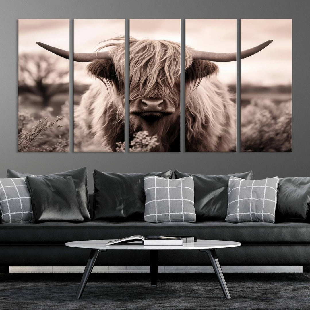 Scottish Cow Longhorn Wall Art Canvas Print