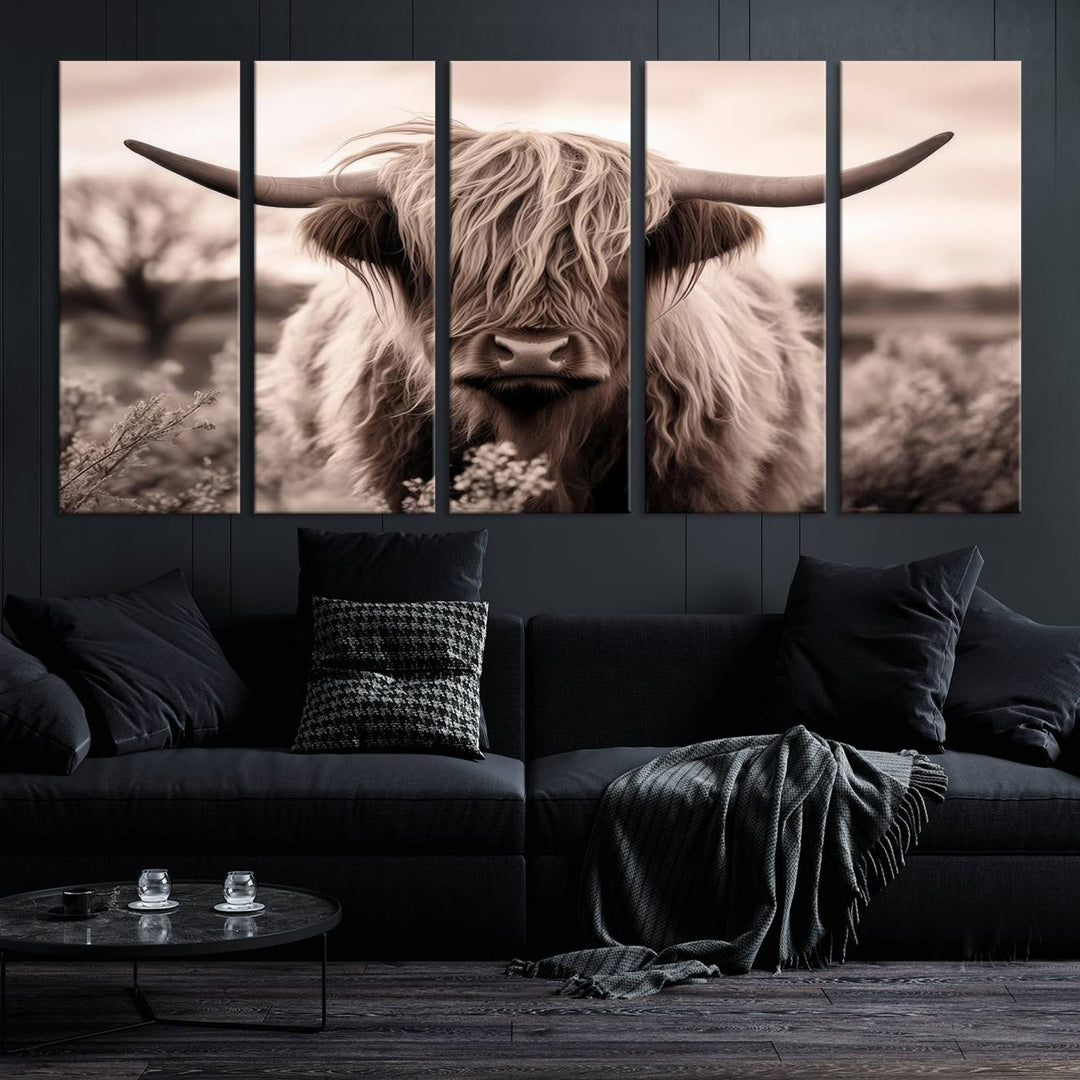 Scottish Cow Longhorn Wall Art Canvas Print