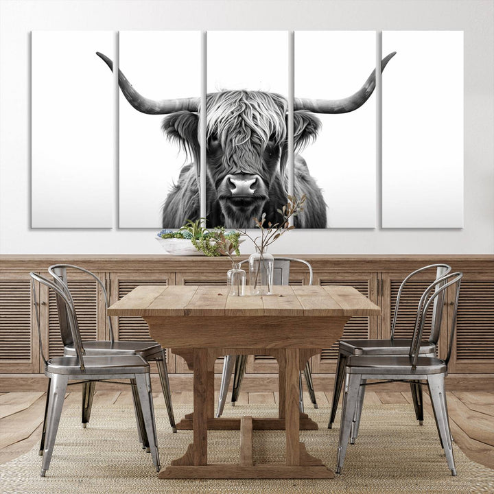 Scottish Cow Longhorn Wall Art Canvas Print