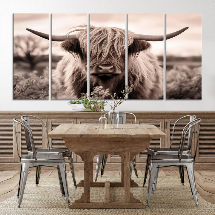 Scottish Cow Longhorn Wall Art Canvas Print