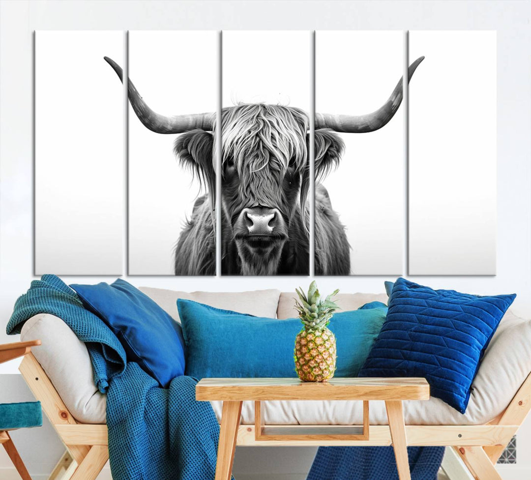 Scottish Cow Longhorn Wall Art Canvas Print