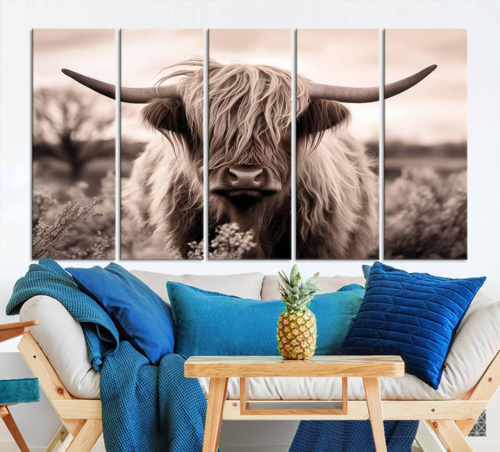 Scottish Cow Longhorn Wall Art Canvas Print