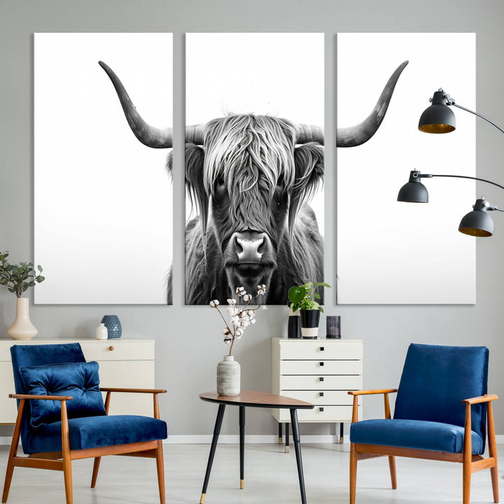 Scottish Cow Longhorn Wall Art Canvas Print