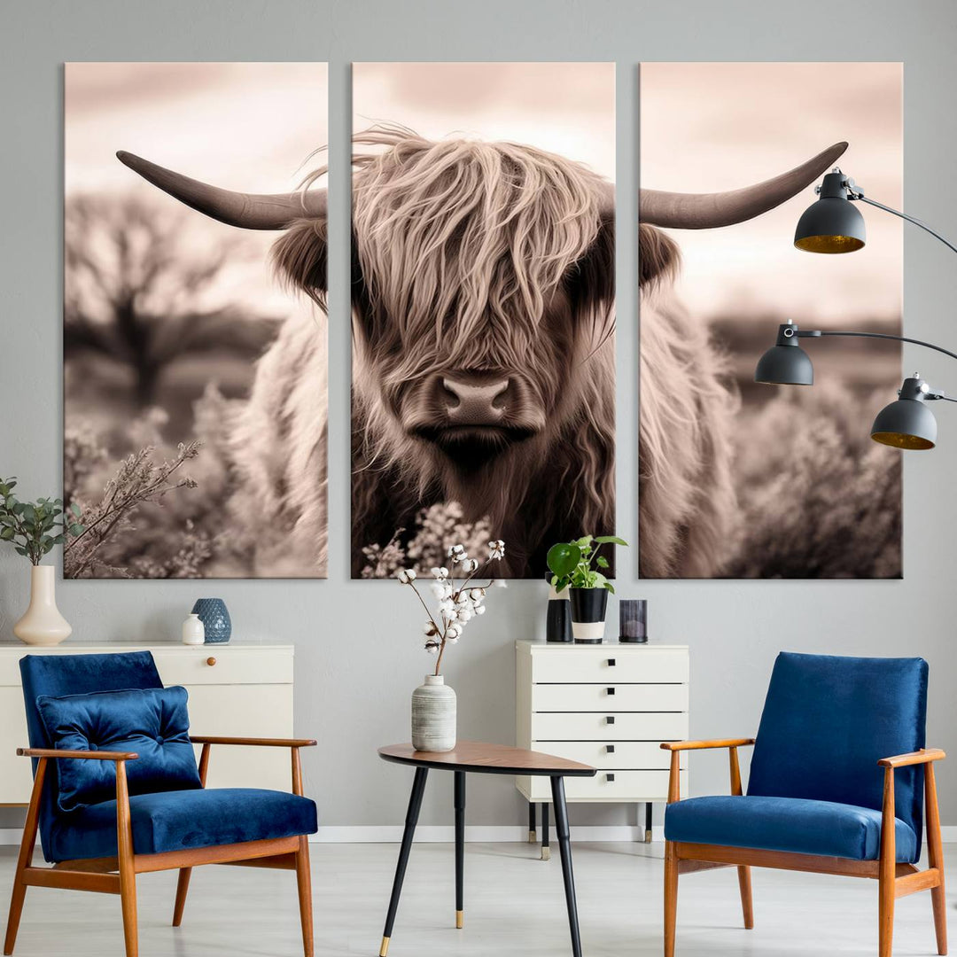 Scottish Cow Longhorn Wall Art Canvas Print