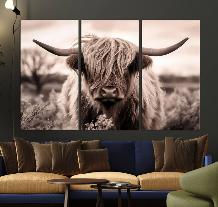 Scottish Cow Longhorn Wall Art Canvas Print