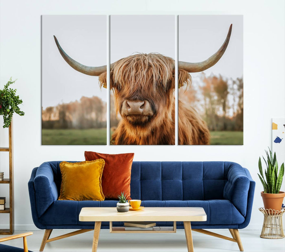 Scottish Cow Stuffed Animal Wall Art Canvas