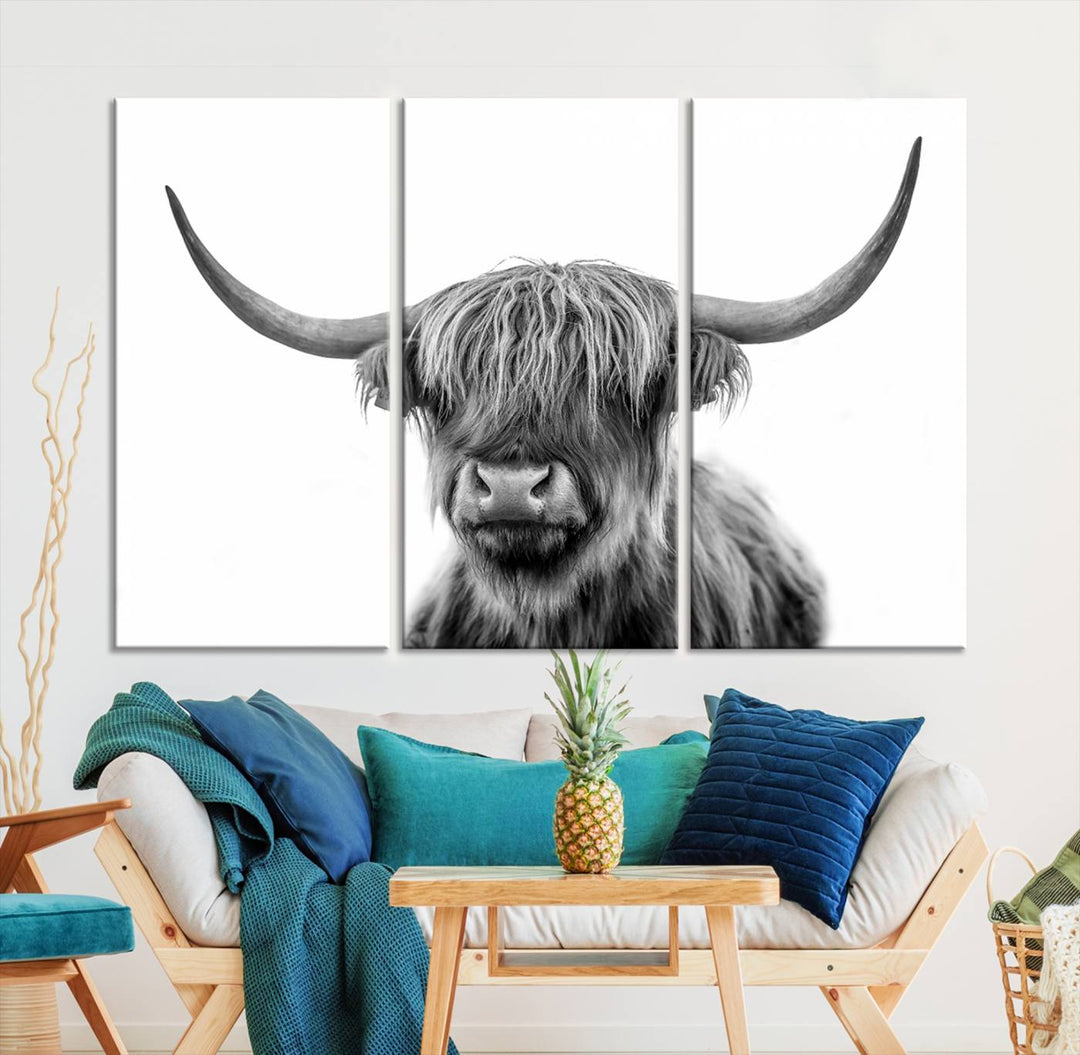 Scottish Cow Stuffed Animal Wall Art Canvas