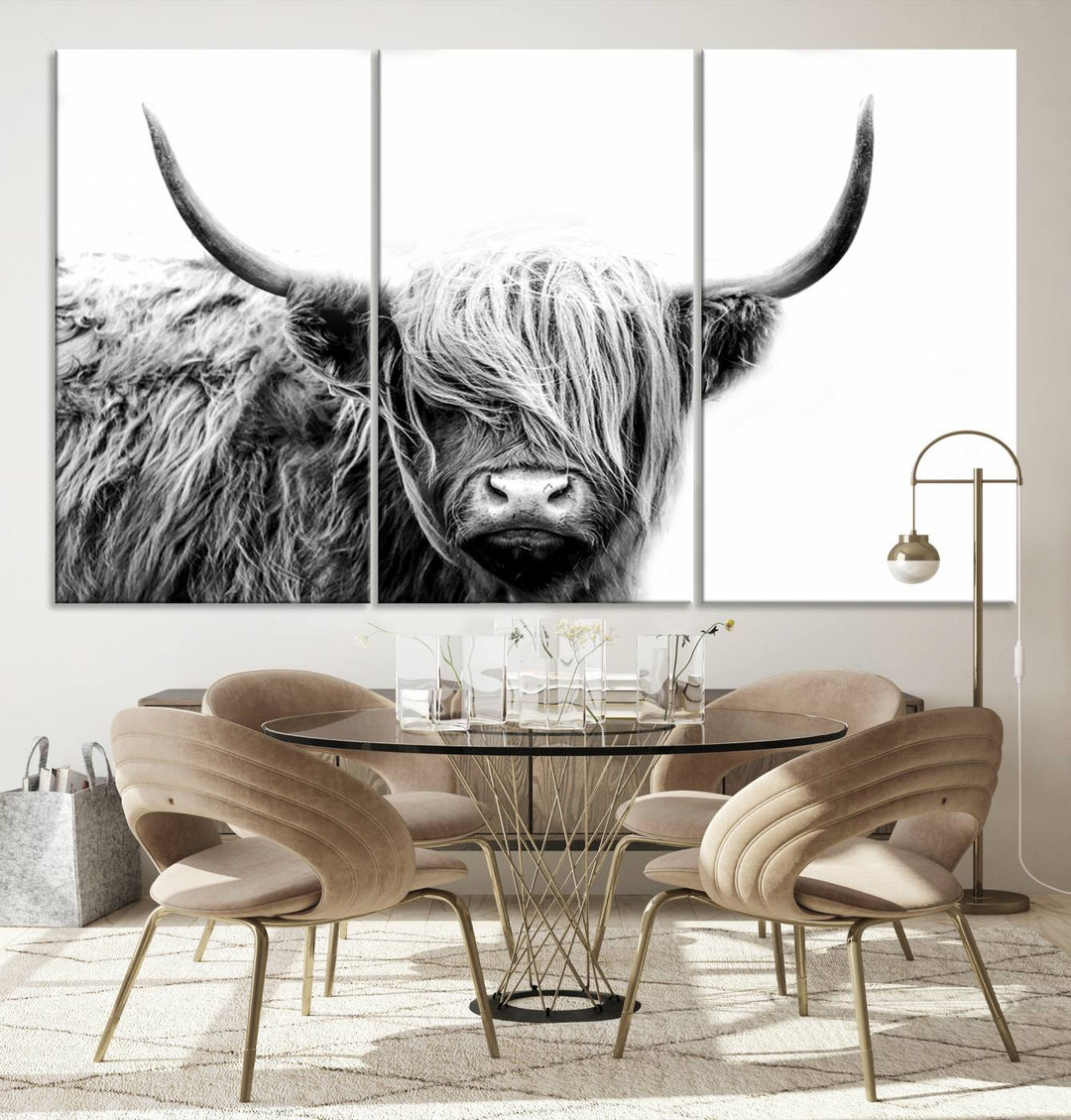 Scottish Cow Stuffed Animal Wall Art Canvas