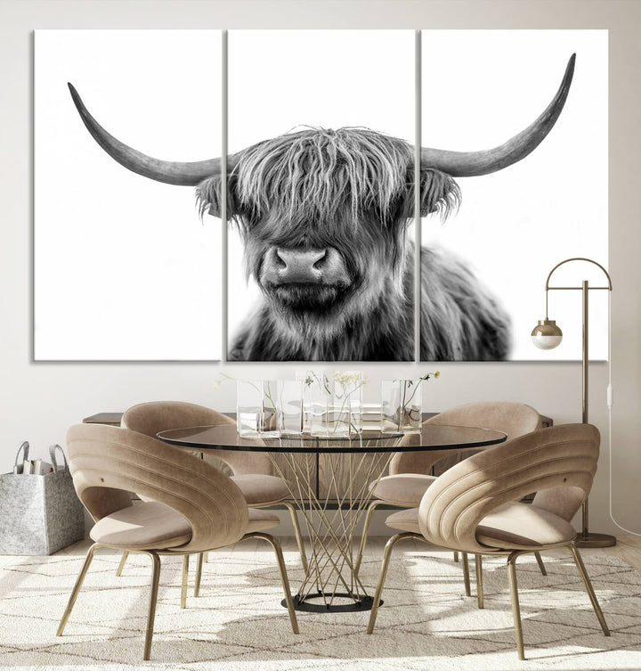 Scottish Cow Stuffed Animal Wall Art Canvas