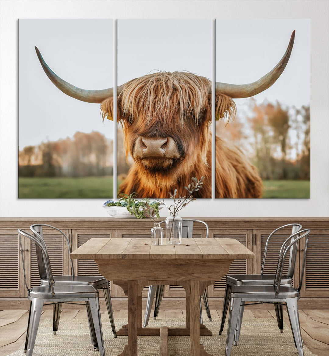 Scottish Cow Stuffed Animal Wall Art Canvas