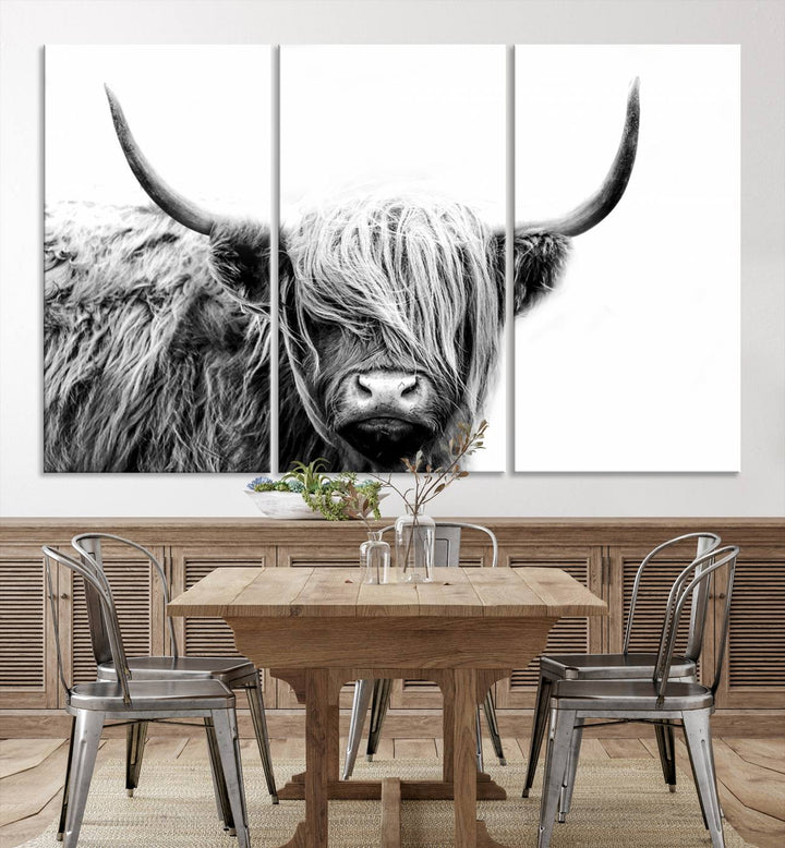 Scottish Cow Stuffed Animal Wall Art Canvas