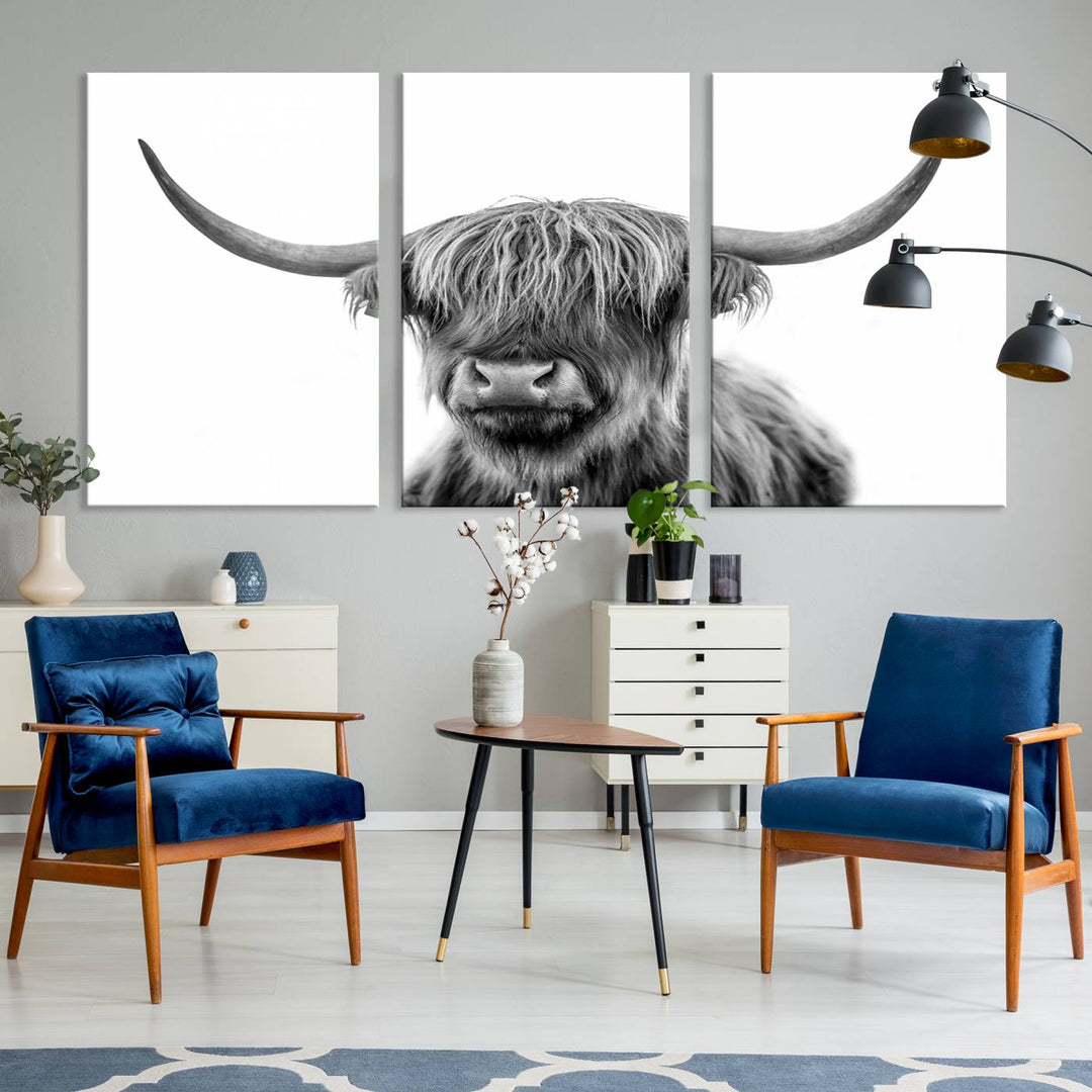 Scottish Cow Stuffed Animal Wall Art Canvas