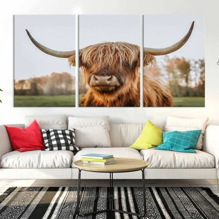 Scottish Cow Stuffed Animal Wall Art Canvas