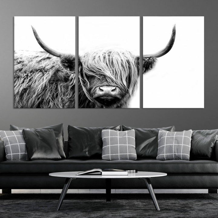 Scottish Cow Stuffed Animal Wall Art Canvas