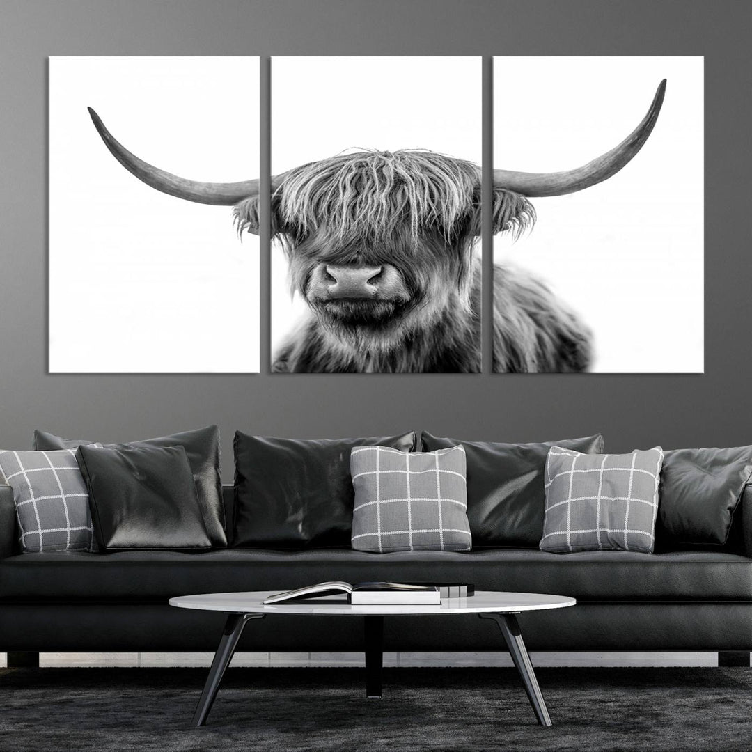 Scottish Cow Stuffed Animal Wall Art Canvas