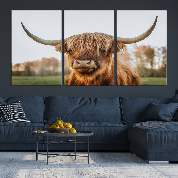 Scottish Cow Stuffed Animal Wall Art Canvas