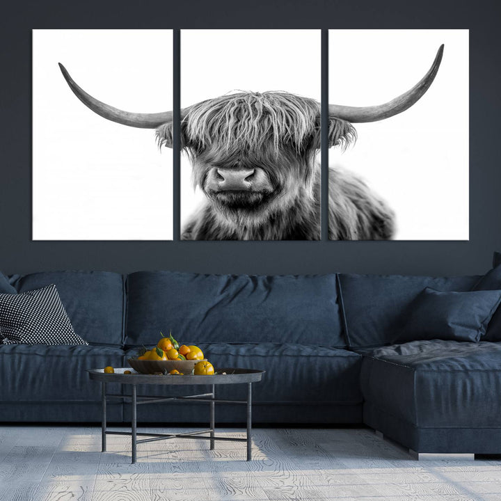 Scottish Cow Stuffed Animal Wall Art Canvas