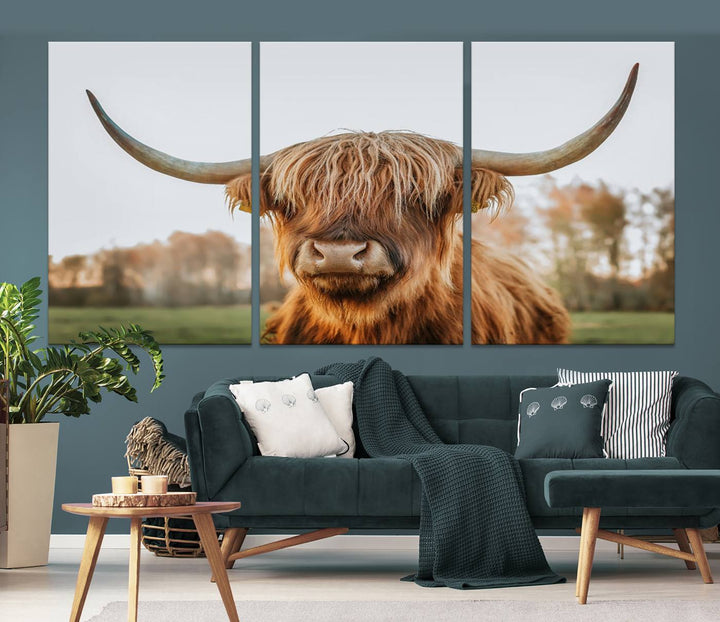 Scottish Cow Stuffed Animal Wall Art Canvas