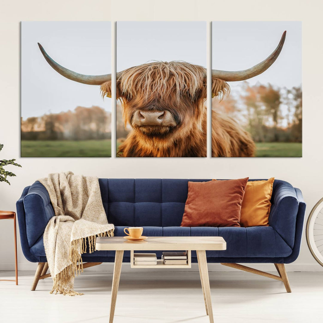 Scottish Cow Stuffed Animal Wall Art Canvas