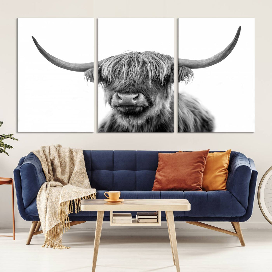 Scottish Cow Stuffed Animal Wall Art Canvas