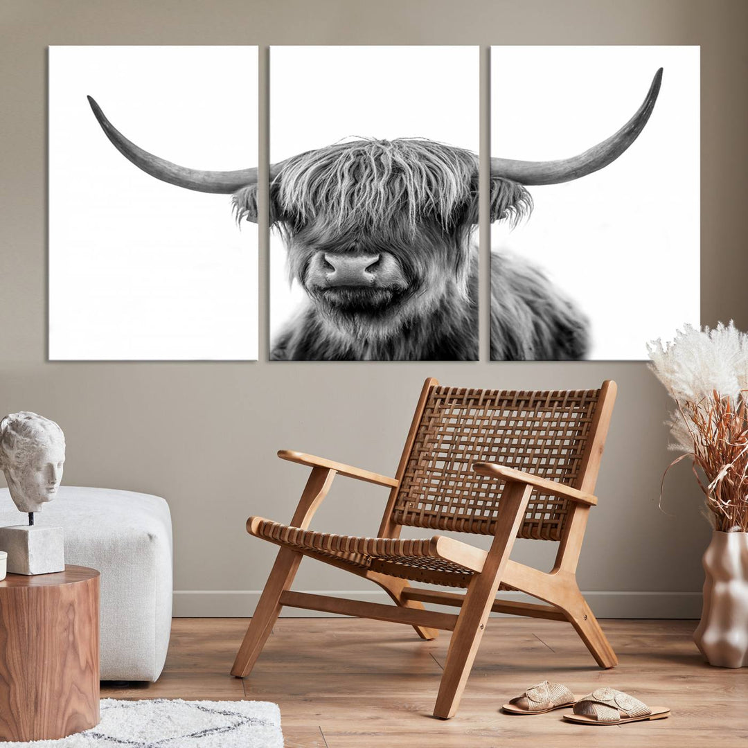 Scottish Cow Stuffed Animal Wall Art Canvas