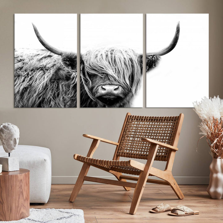 Scottish Cow Stuffed Animal Wall Art Canvas