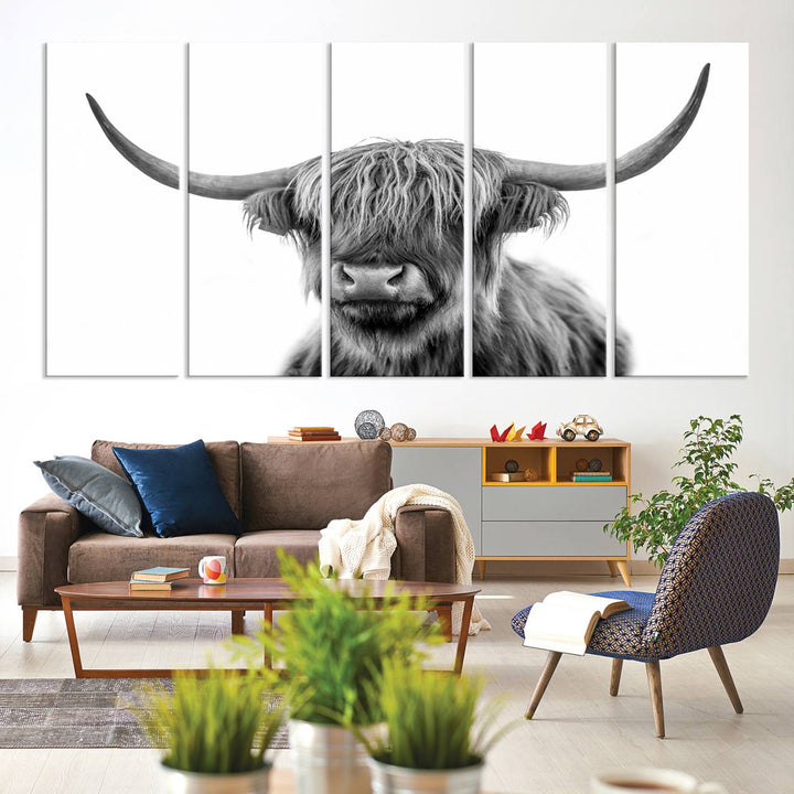 Scottish Cow Stuffed Animal Wall Art Canvas