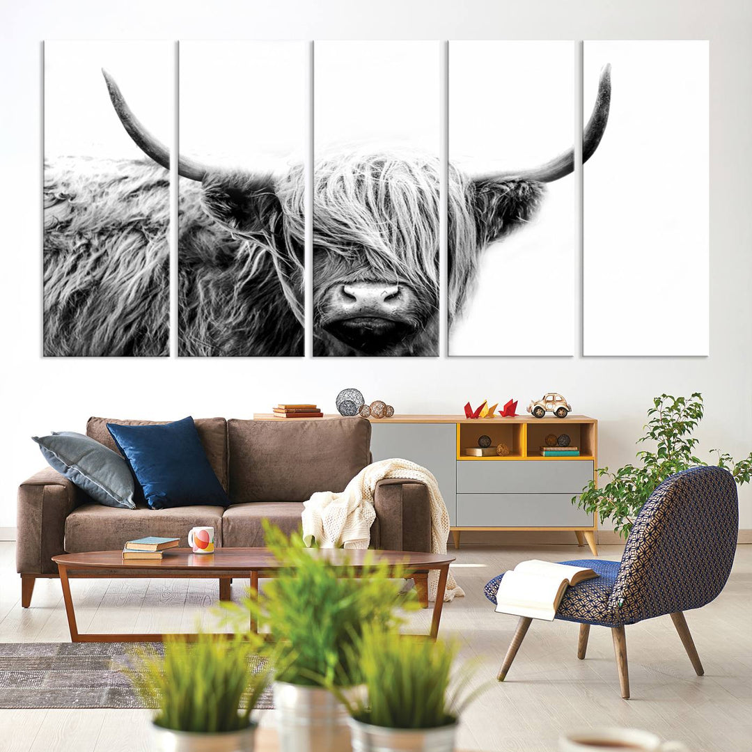 Scottish Cow Stuffed Animal Wall Art Canvas