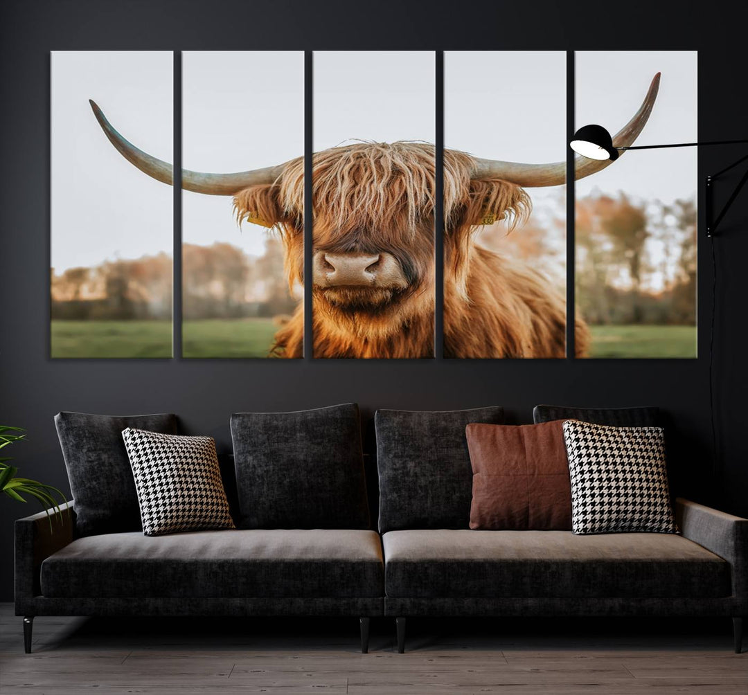 Scottish Cow Stuffed Animal Wall Art Canvas