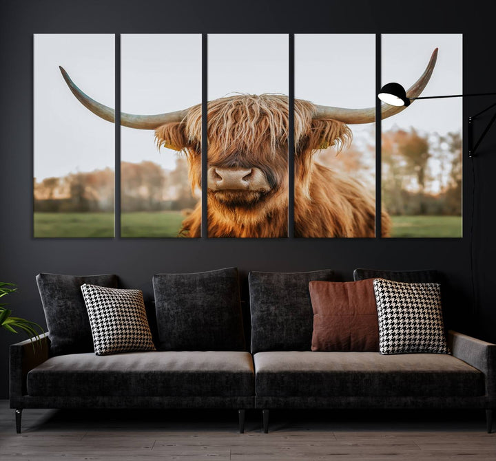 Scottish Cow Stuffed Animal Wall Art Canvas