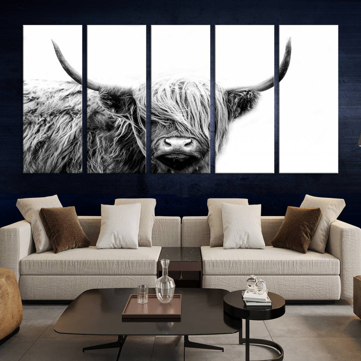 Scottish Cow Stuffed Animal Wall Art Canvas