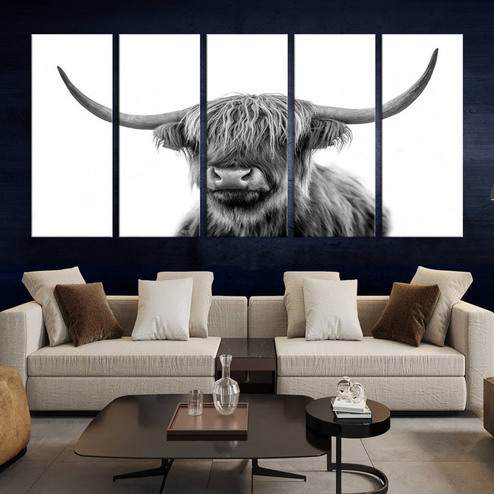 Scottish Cow Stuffed Animal Wall Art Canvas