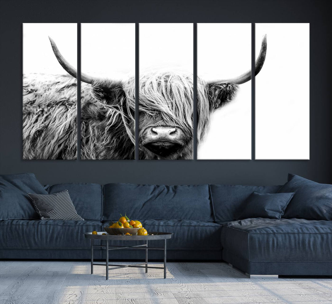 Scottish Cow Stuffed Animal Wall Art Canvas