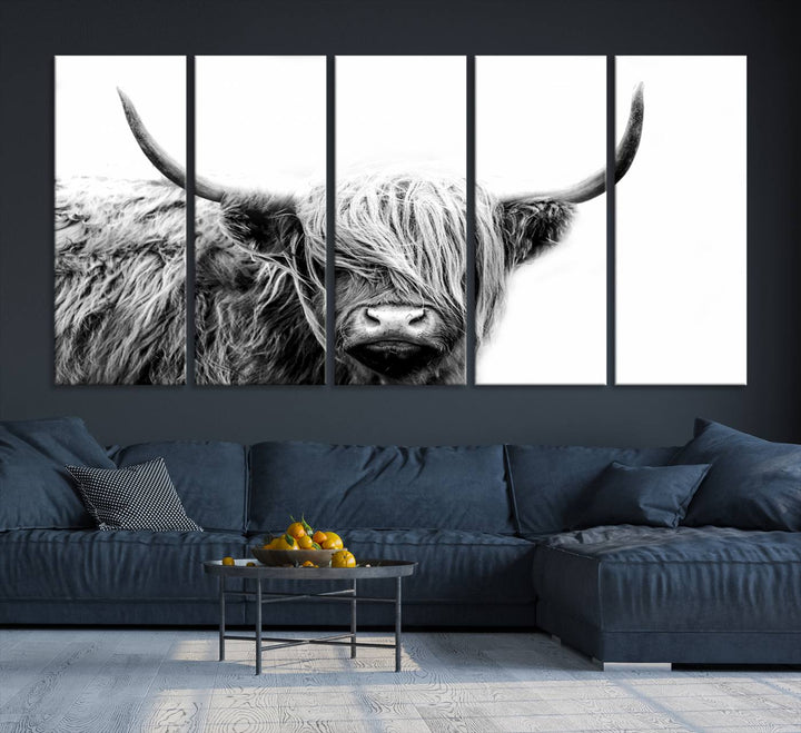 Scottish Cow Stuffed Animal Wall Art Canvas