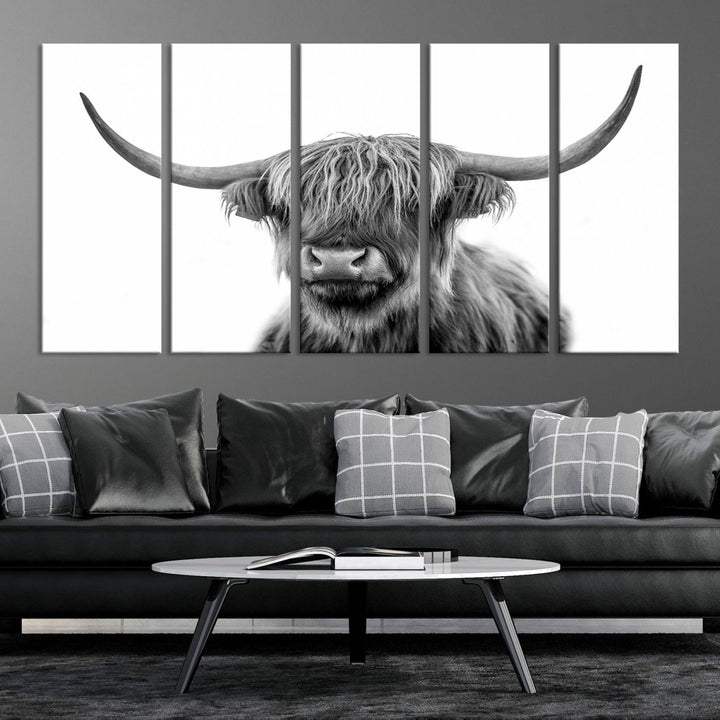 Scottish Cow Stuffed Animal Wall Art Canvas