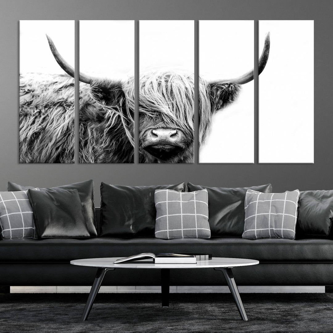 Scottish Cow Stuffed Animal Wall Art Canvas