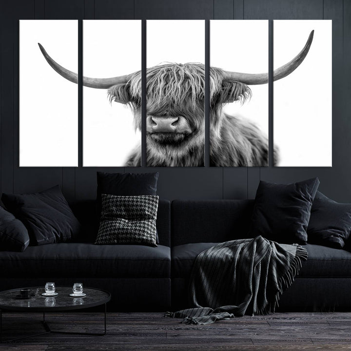 Scottish Cow Stuffed Animal Wall Art Canvas